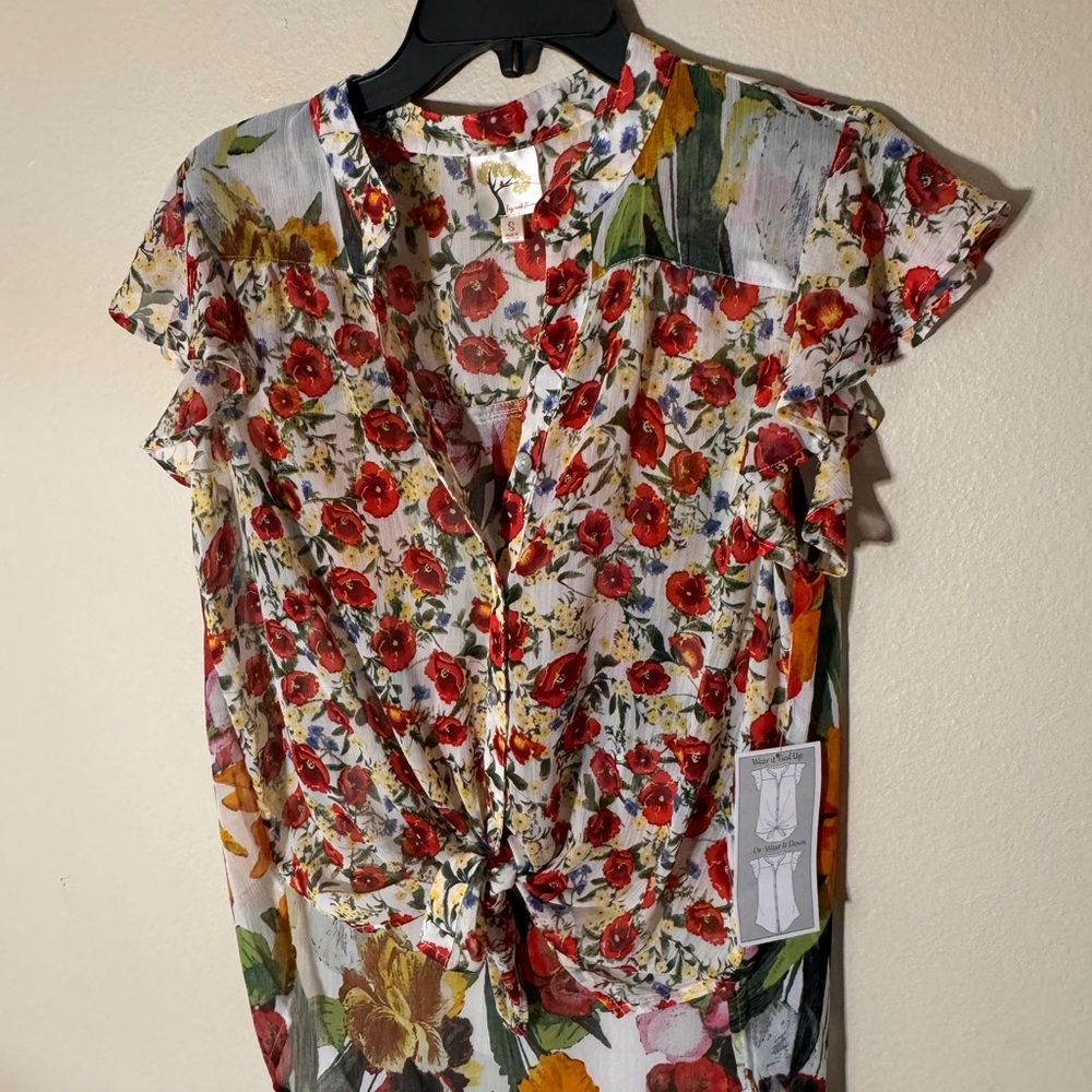 Fig & Flower by Anthropologie size S NWT Floral Print Women's Top - Picture 7 of 8